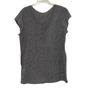 Flax Gray Linen Tunic Top Womens Size Medium Lagenlook Minimalist